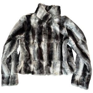 ▶️ BHWM ◀️ Gray black  Faux Fur Coat Size Small